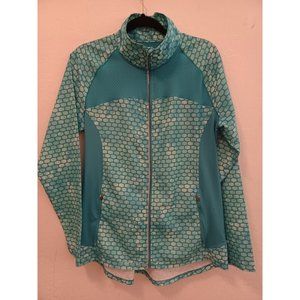 Champion Duo Dry Jacket Windbreaker Womens Sz L Green Lightweight Full Zip